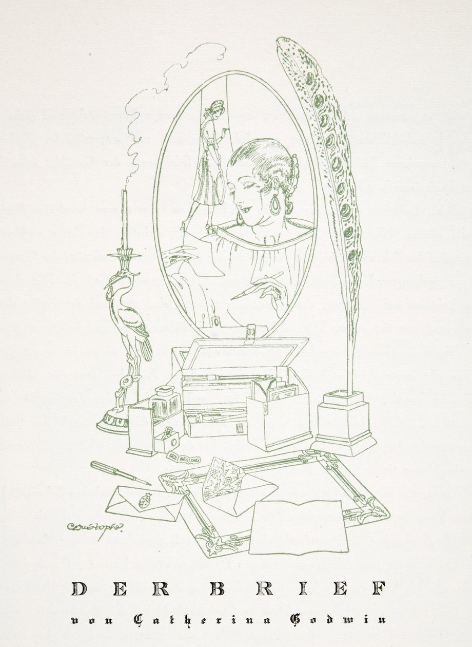 Der Brief af Catherina Godwin, fra Styl, pub.1922 (pochoir print) af German School