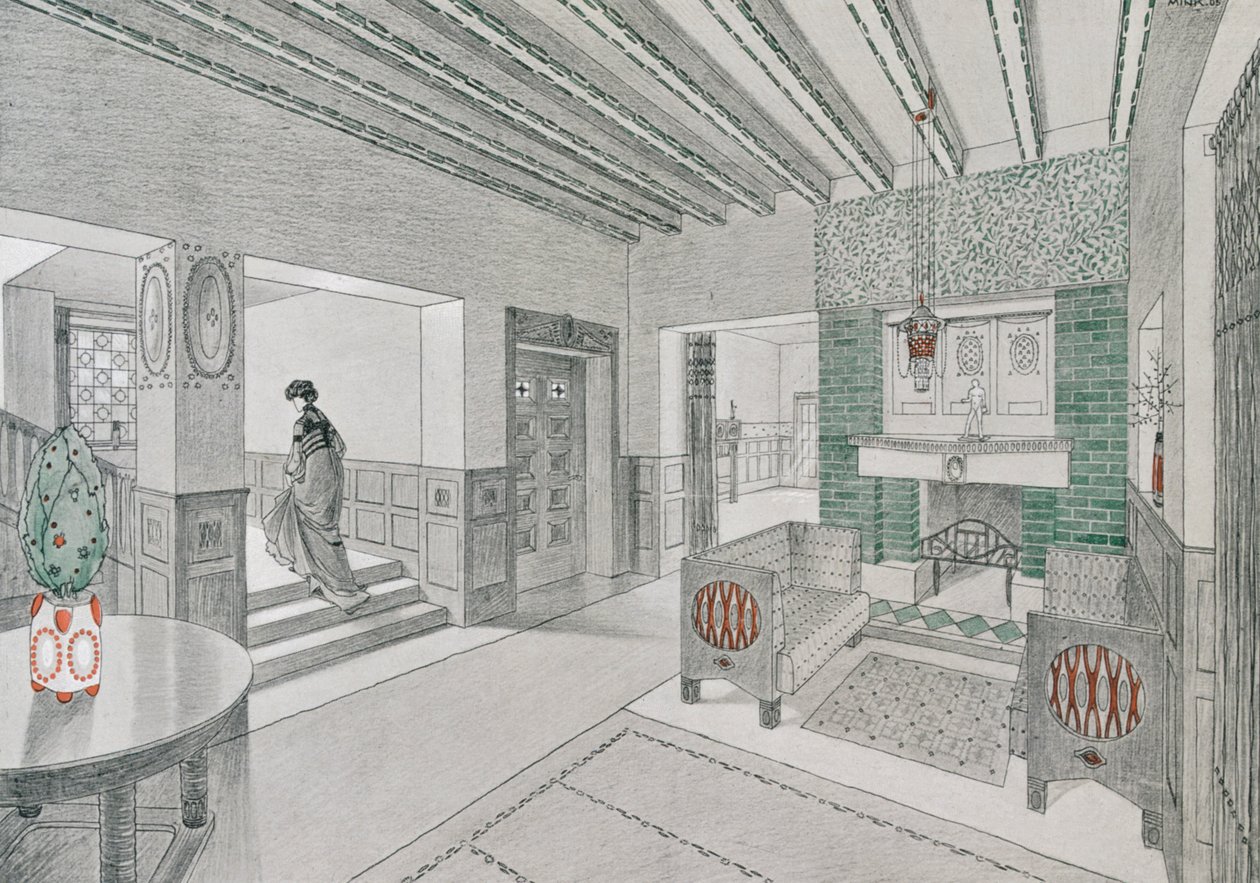 Design til en stue af Valentin Mink, 1906. af German School