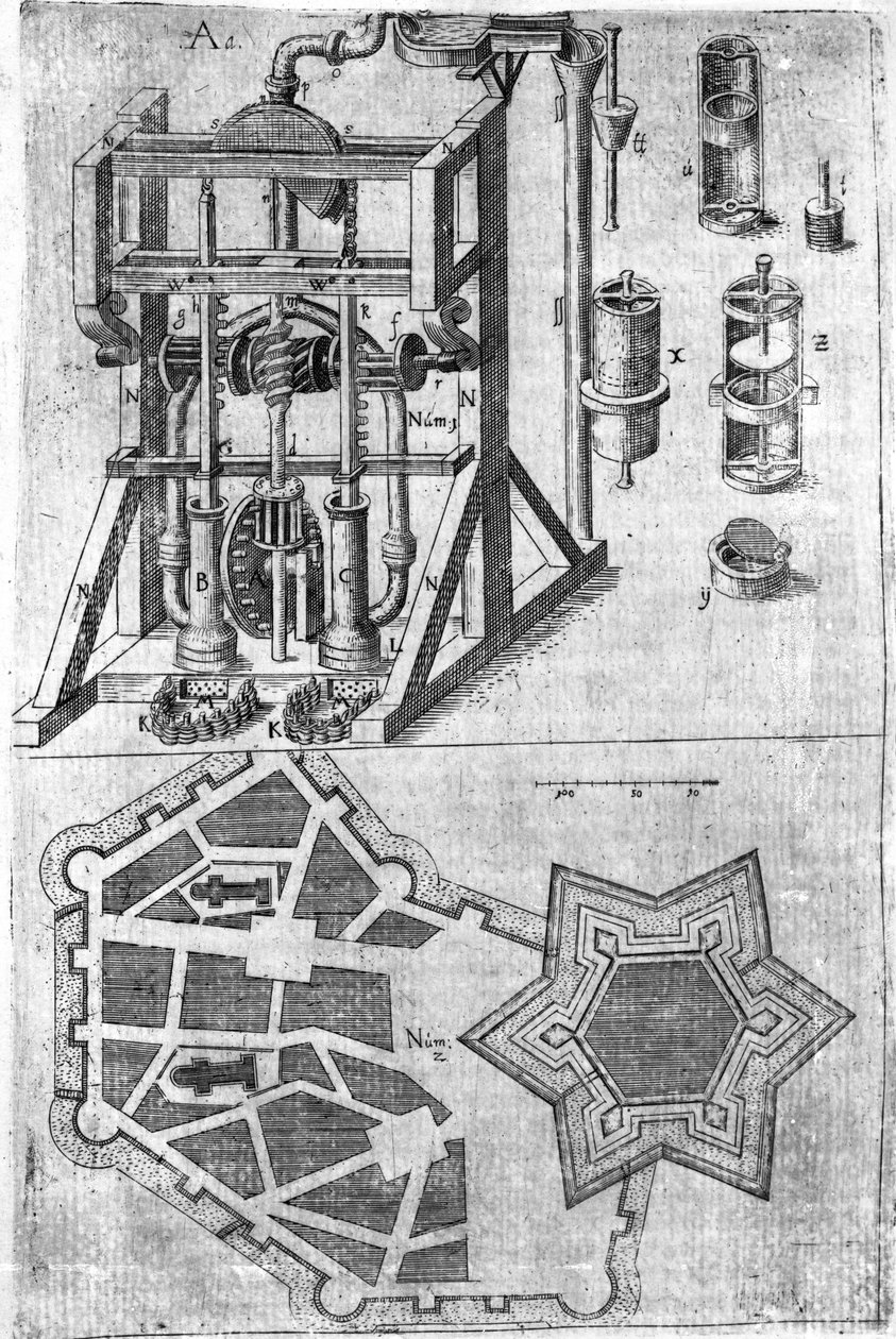Design til befæstning fra Harmony in Fortalitatis Constructis, Defendensis & Oppugnandis af Wendelin Schildknecht, pg120, udgivet 1652 af German School
