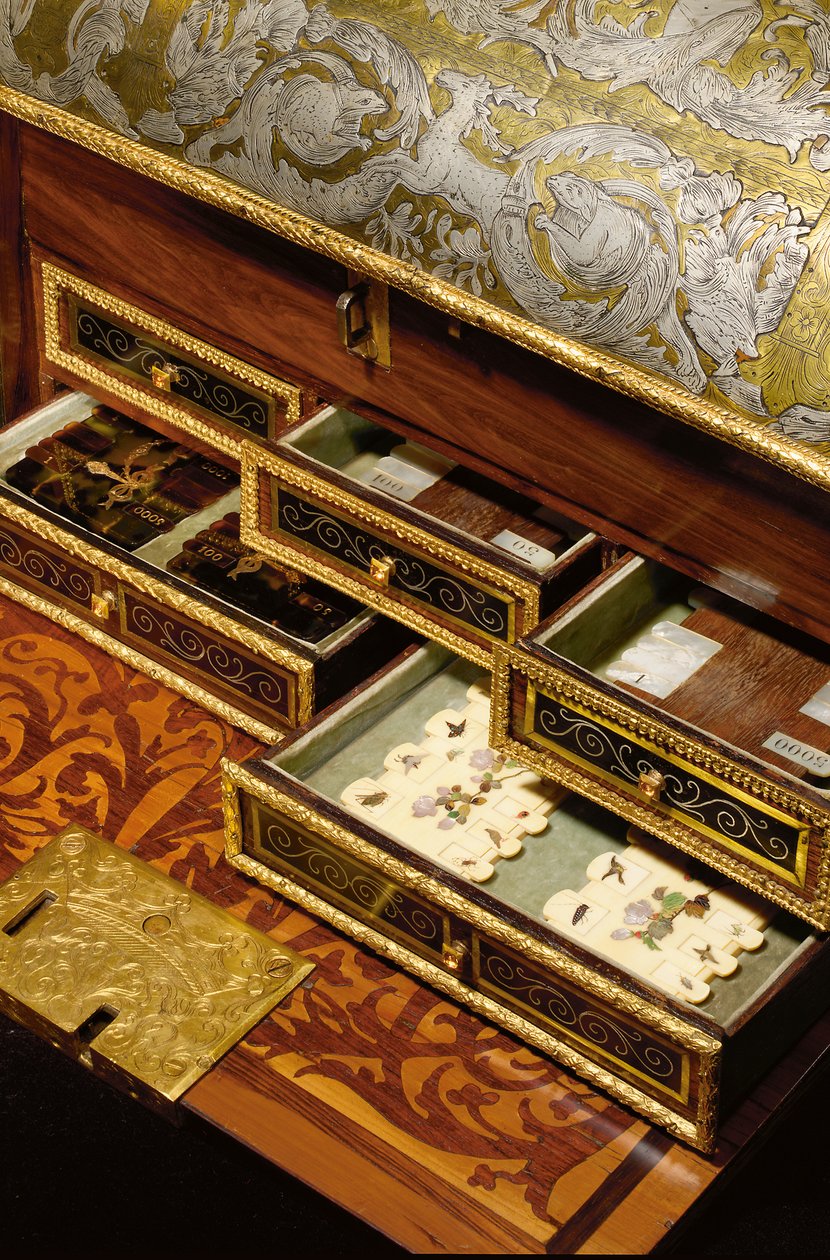 Detalje af en kiste dekoreret med klassiske scener, midten af 1600-tallet (graveret messing og tin) (se også 469022) af German School