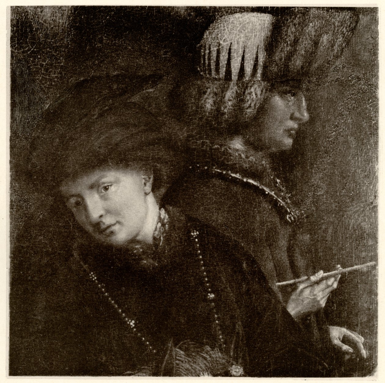 Die Brüder Van Eyck, Hubert van Eyck (1366 - 1426), Jan van Eyck (1386 - 1440), 1884-90 (fototype) af German School