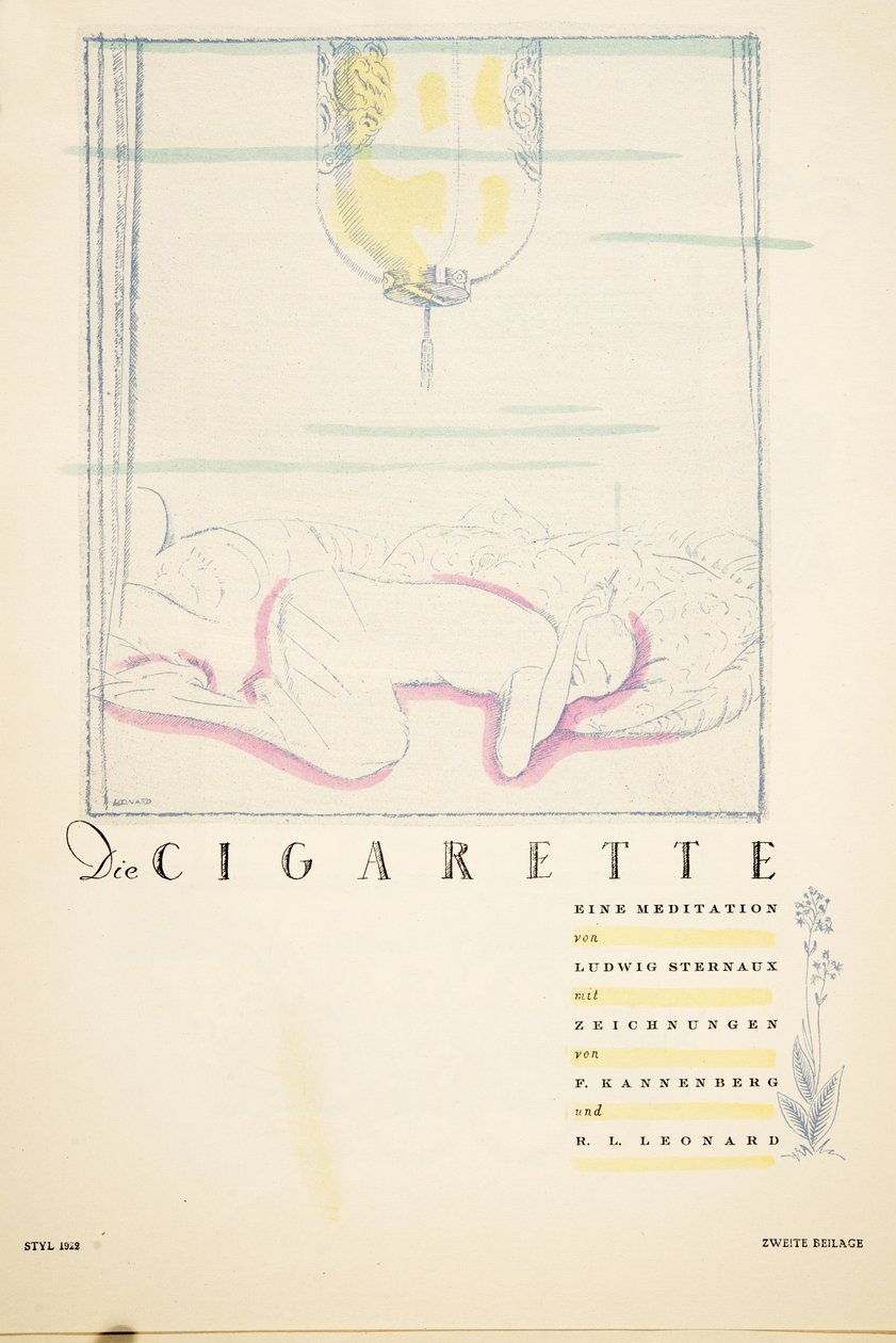 Die Cigarette eine Meditation, fra Styl, pub.1922 (pochoir print) af German School