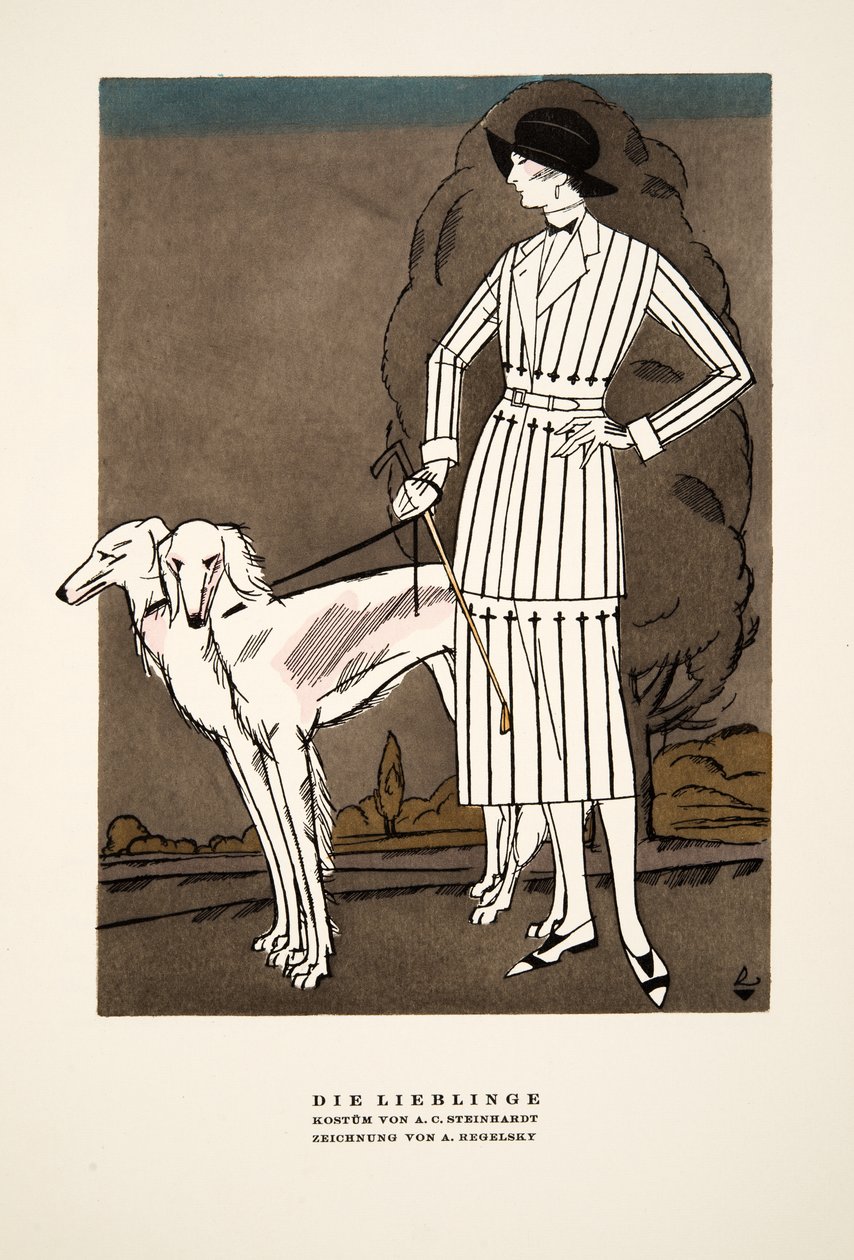 Die Lieblinge", reklame for Fashion af A C Steinhardt, fra Styl, pub.1922 (pochoir print) af German School