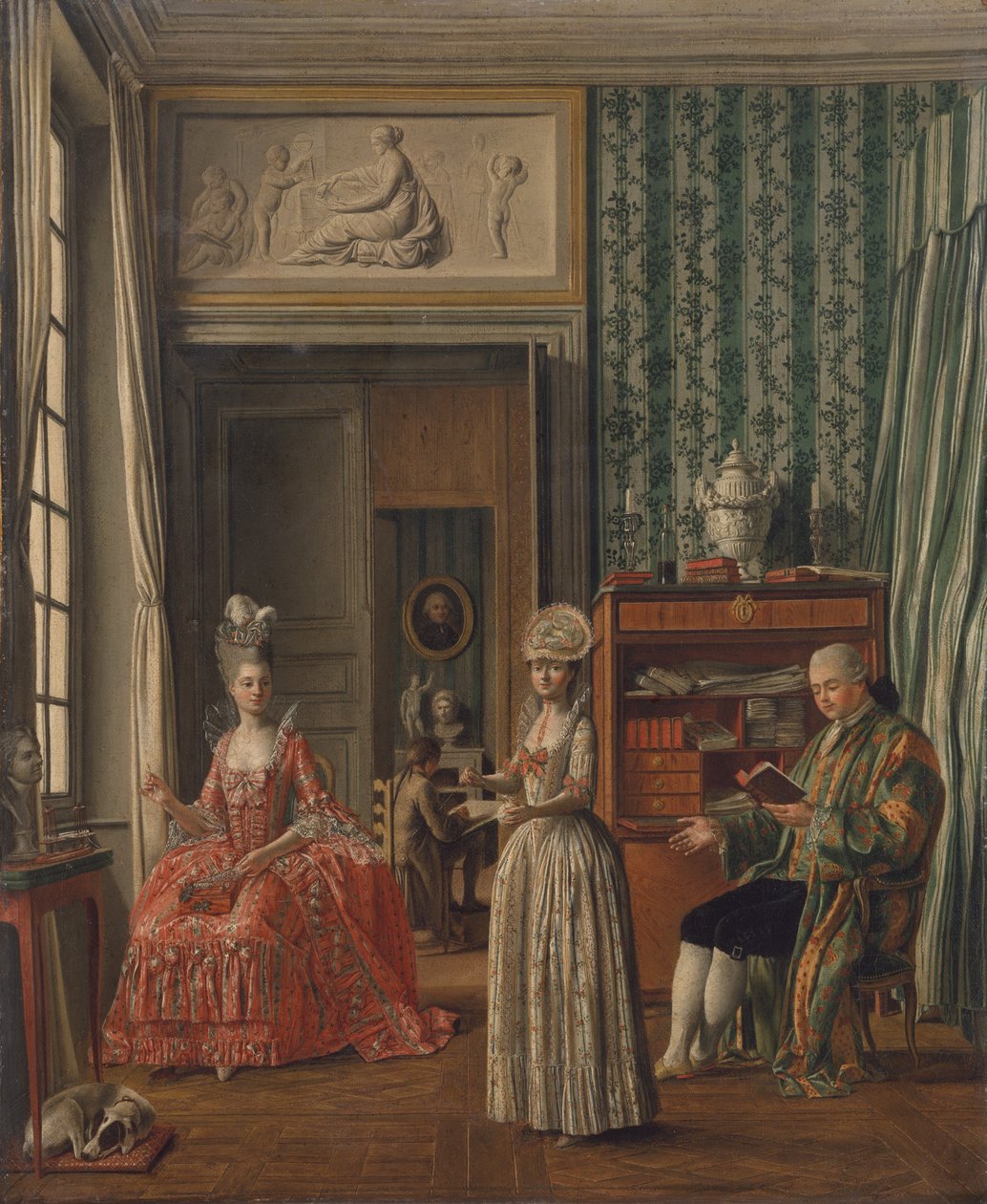 Hjemlig Scene, ca. 1775-80 af German School
