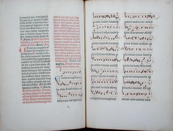 Dobbeltsidet med en almindelig sang taget fra et inkunabulum, fra Missale Romanum, ca. 1482 (vellum) af German School