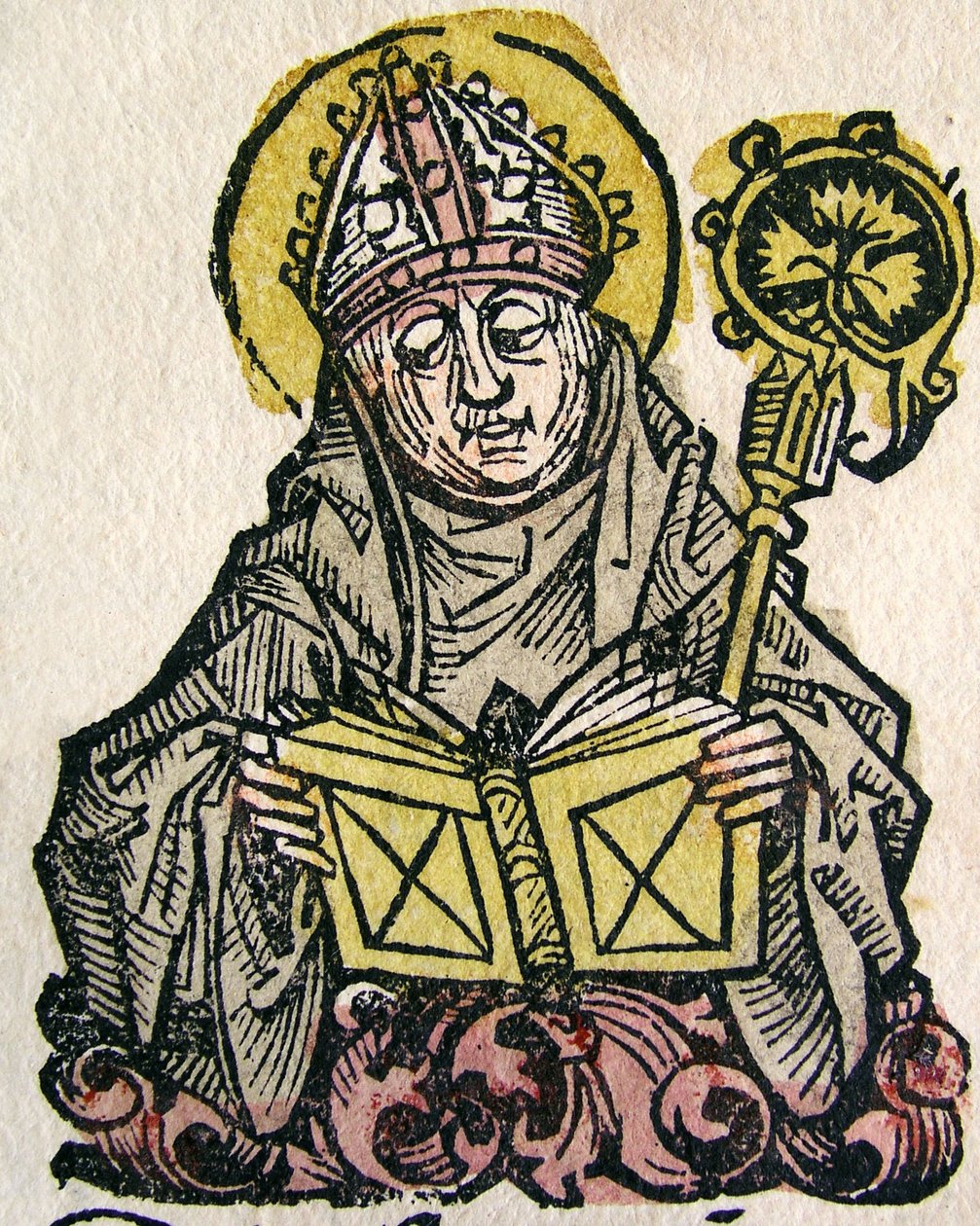 Edmund Rich, ærkebiskoppen af Canterbury, offentliggjort i Nuremberg Chronicle, 1493 af German School