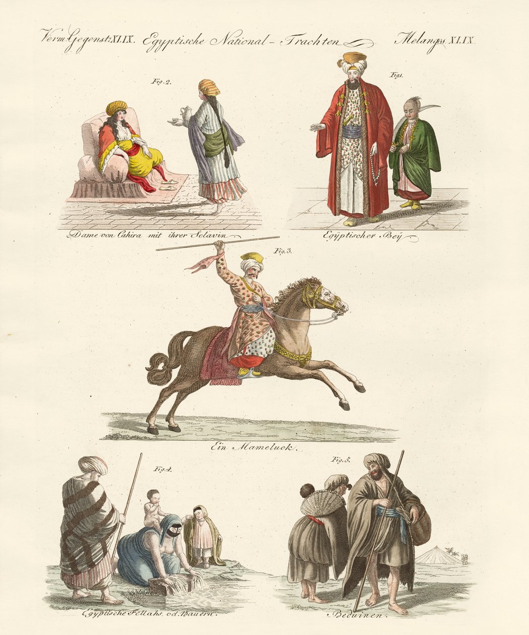 Egyptiske kjoler (farvet gravering) af German School