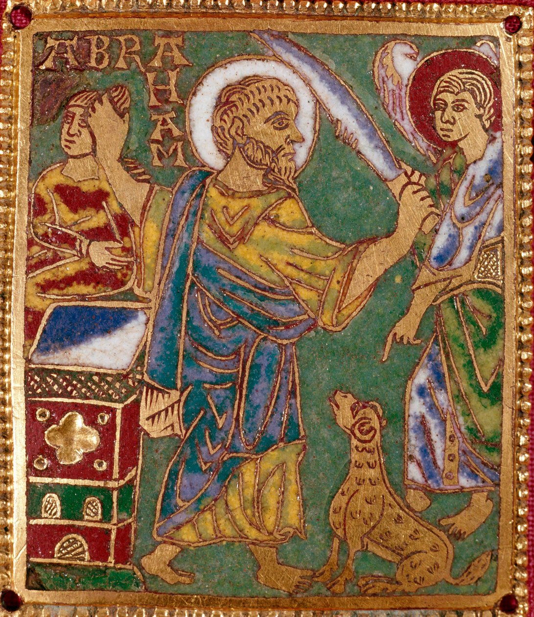 Emaljeplade, der repræsenterer profeten Abraham og Isaks ofring. Rhenane skole. 12. århundrede. Firenze, Nazionale Museo del Bargello af German School