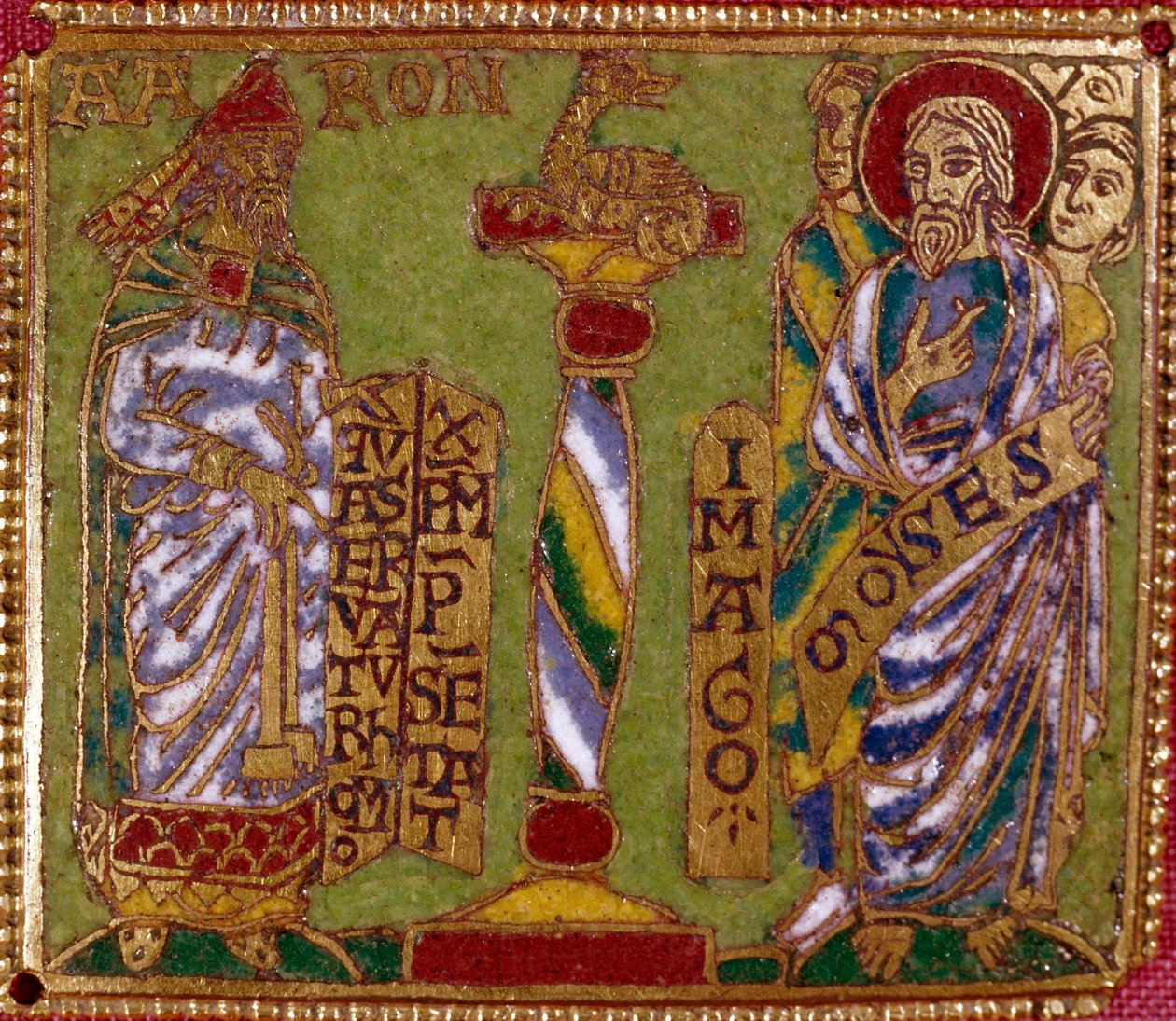 Emaljeplade, der repræsenterer profeterne Aron og Moses. Rhenane skole. 12. århundrede. Firenze, Nazionale Museo del Bargello af German School