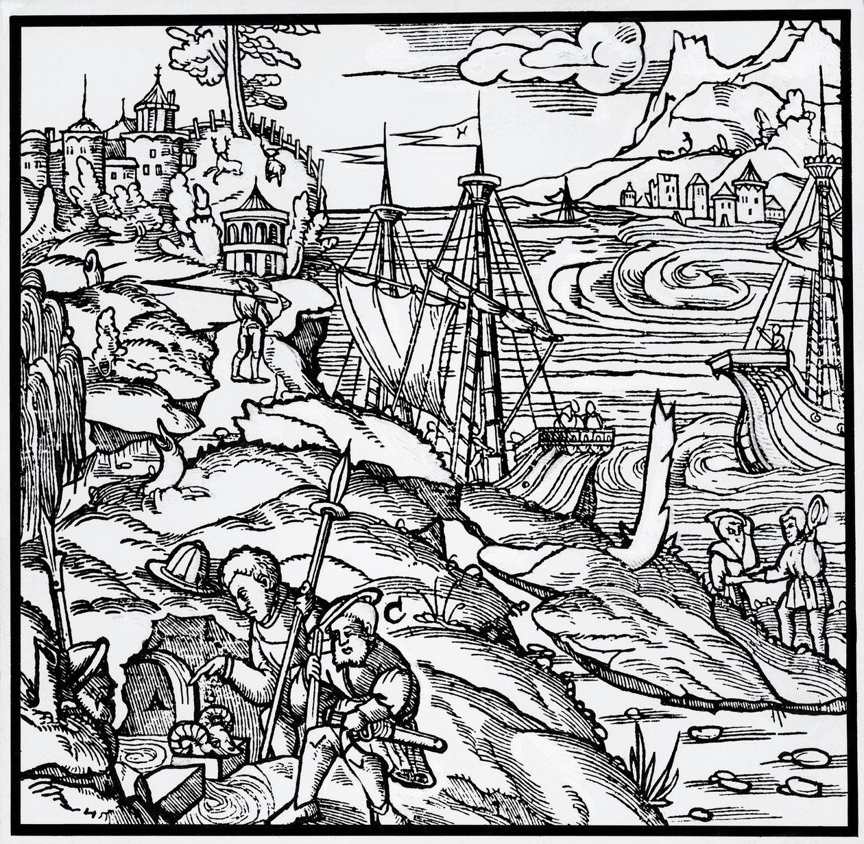 Gravering fra De re metallica (Om metallers natur), af Georg Pawer eller Georgius Agricola (1494-1555) af German School