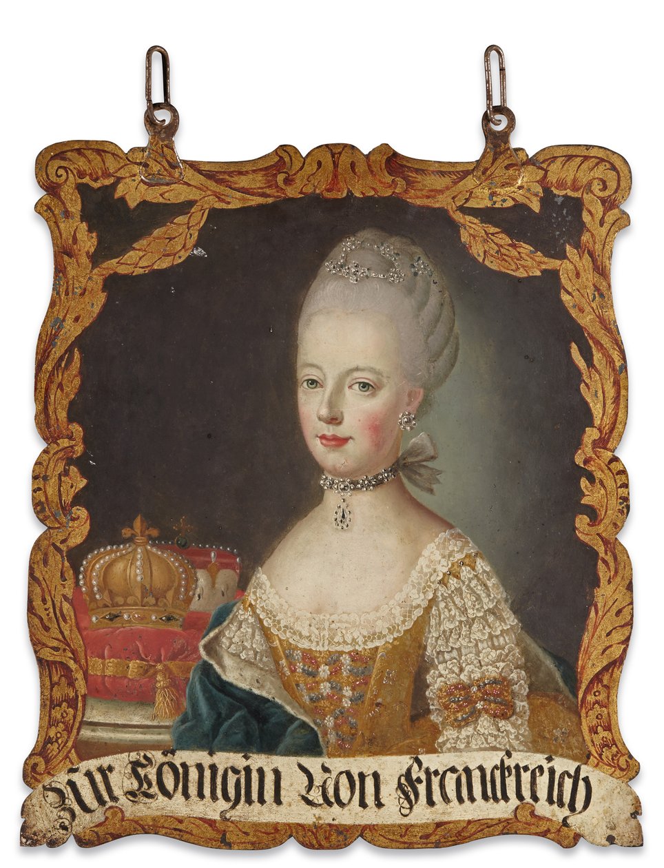 Tegn Marie-Antoinette, efter 1774 (olie på metal) af German School