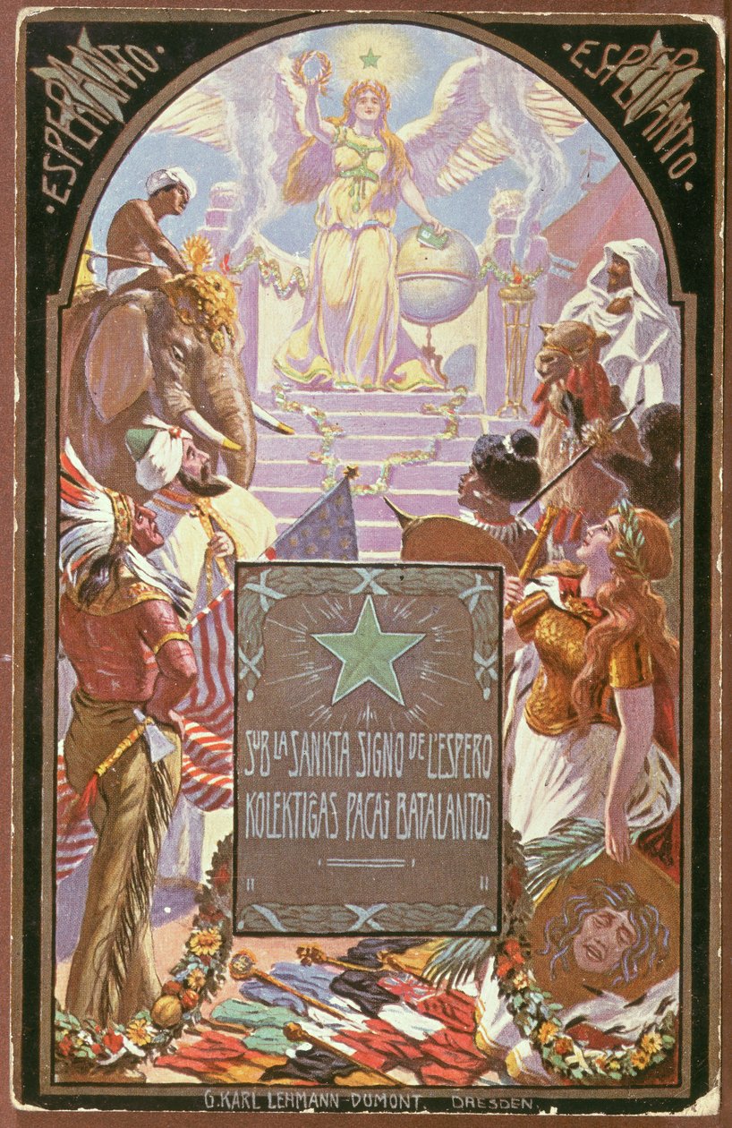 Esperanto bringer fred til nationer, postkort af German School
