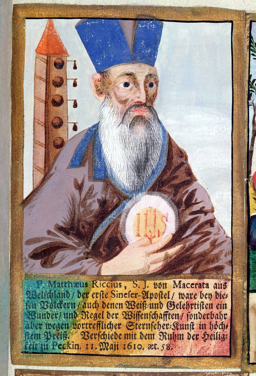 Fader Matteo Ricci (1552-1610) i mandarinkostume af German School