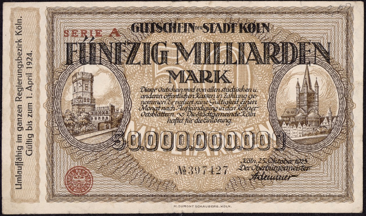 Halvtreds milliarder mark seddel, 1923 af German School