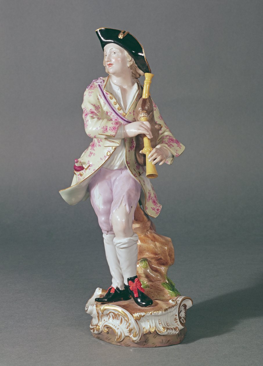 Figur af en galant med piber, Meissen, ca. 1850 (keramik) af German School