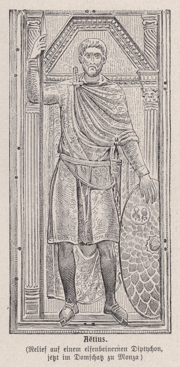 Flavius Aetius, romersk general (kobberstik) af German School