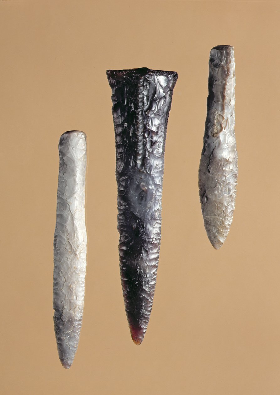 Flintdolke fra den sene neolitiske periode, fundet ved Grebenhagen, Heunetal-Holzheim og Niederaula af German School