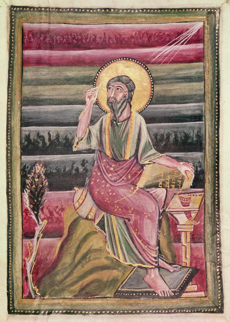 Fol.160r St. John the Evangelist, fra Evangeliary of St. Gereon, 990-1000 af German School