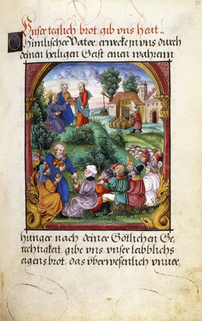 Folio 55: The Feeding of the Five Thousand, 1551 af German School