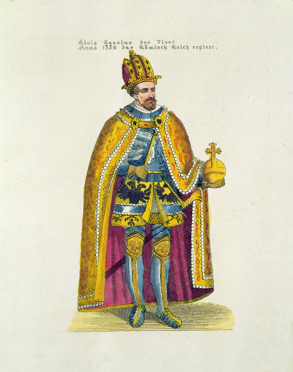 Grundlæggelse af det tyske universitet i 1348 i Prag af den hellige romerske kejser Karl IV (1316-78), postkort fra begyndelsen af det tyvende århundrede af German School
