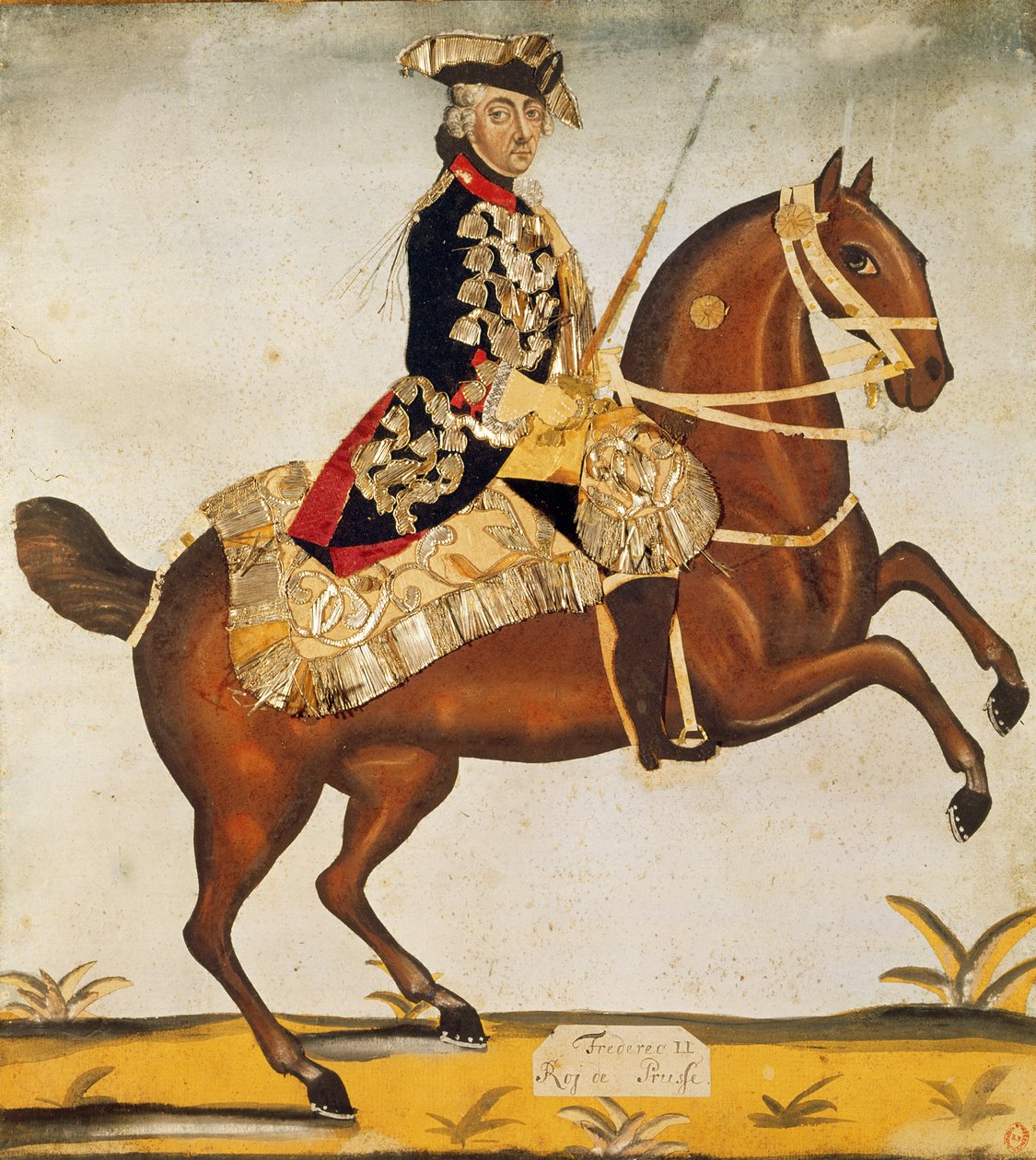 Frederik II den Store (1712-1786) Konge af Preussen (akvarel og bladguld) af German School