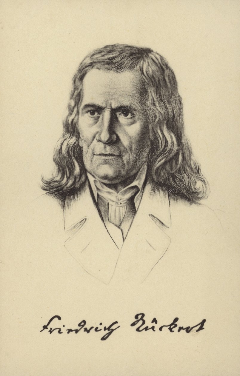 Friedrich Rueckert (1788-1866), tysk digter, oversætter og professor i orientalske sprog (litografi) af German School