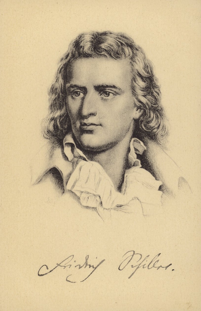 Friedrich von Schiller (1759-1805), tysk digter, filosof, historiker og dramatiker (litografi) af German School