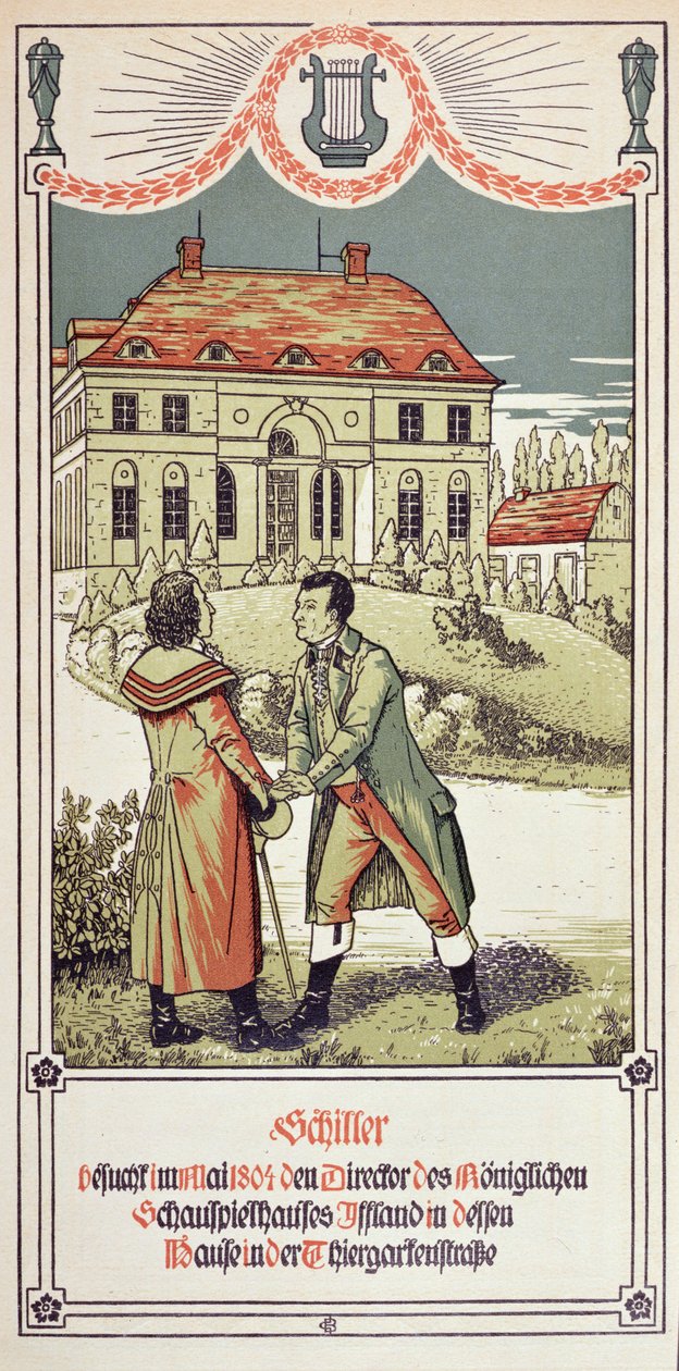 Friedrich von Schiller (1759-1805) besøger direktøren for Theatre Royal i Berlin i maj 1804, 1906 af German School