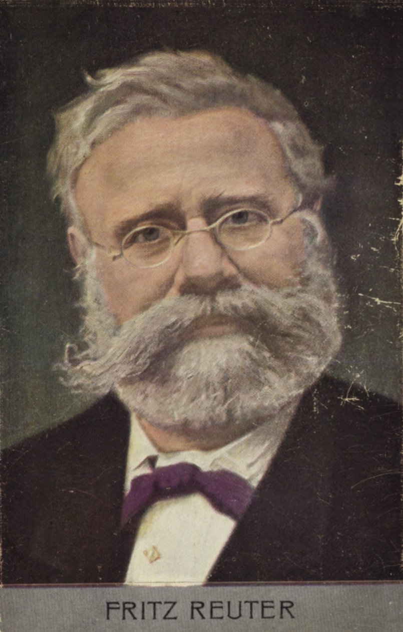 Fritz Reuter (1810-1874), tysk romanforfatter (farvelitografi) af German School