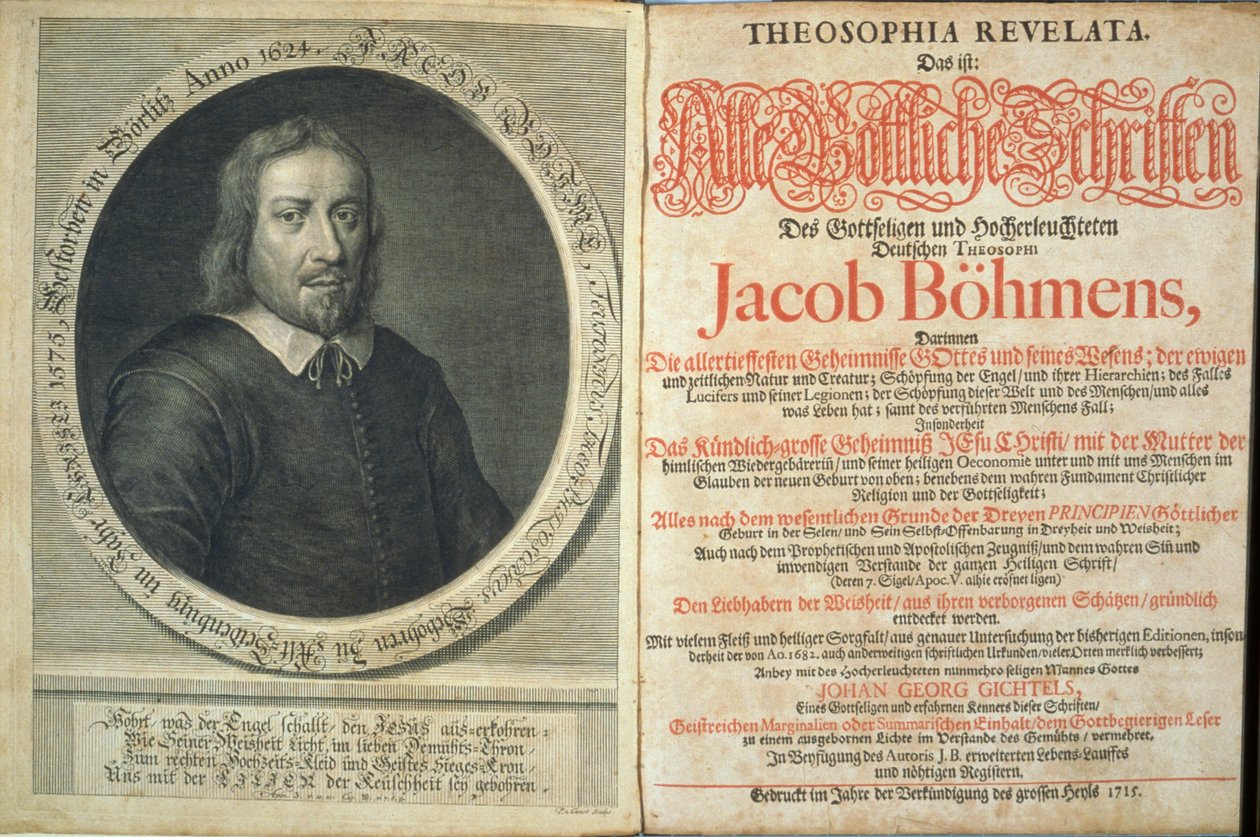 Frontispice til Theosophia Revelata af Jacob Boehme, 1715 (tryk og gravering) af German School
