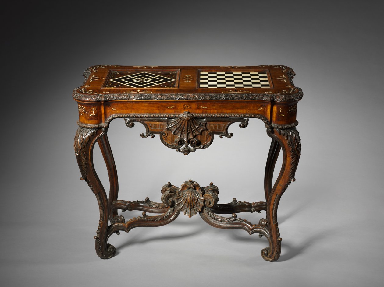 Spillebord, Mainz, ca. 1735 (intarsia af træ og elfenben) af German School