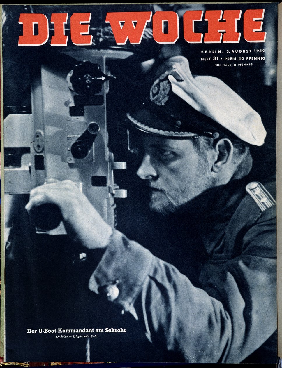 Tysk flåde, U-bådskommandant i periskopobservation, forside "" Die Woche", 5/8/1942. af German School