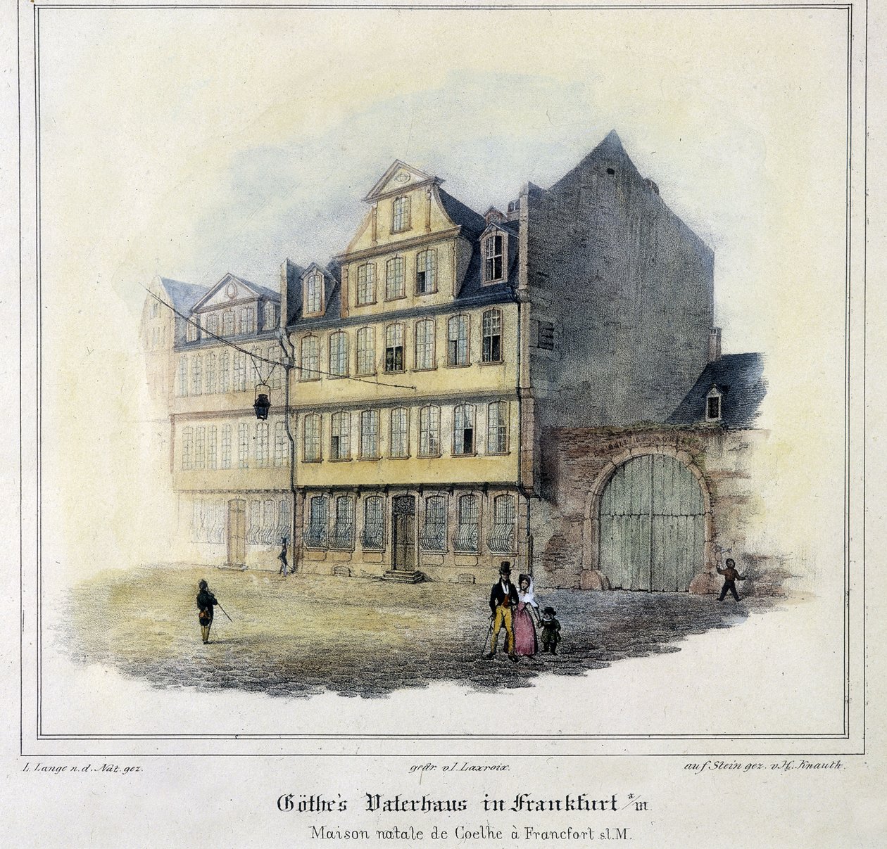 Goethes hus i Frankfurt (farve litho) af German School