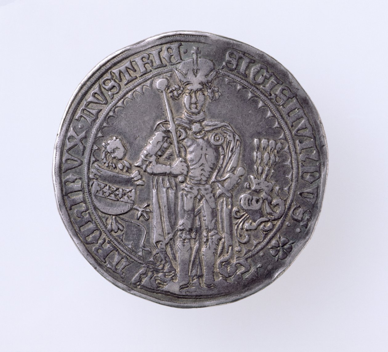 Guildiner (taler) af Sigismund (1439-96) Greve af Tirol, Hall Mint, 1486 (forside) (sølv) (for bagside se 168059) af German School