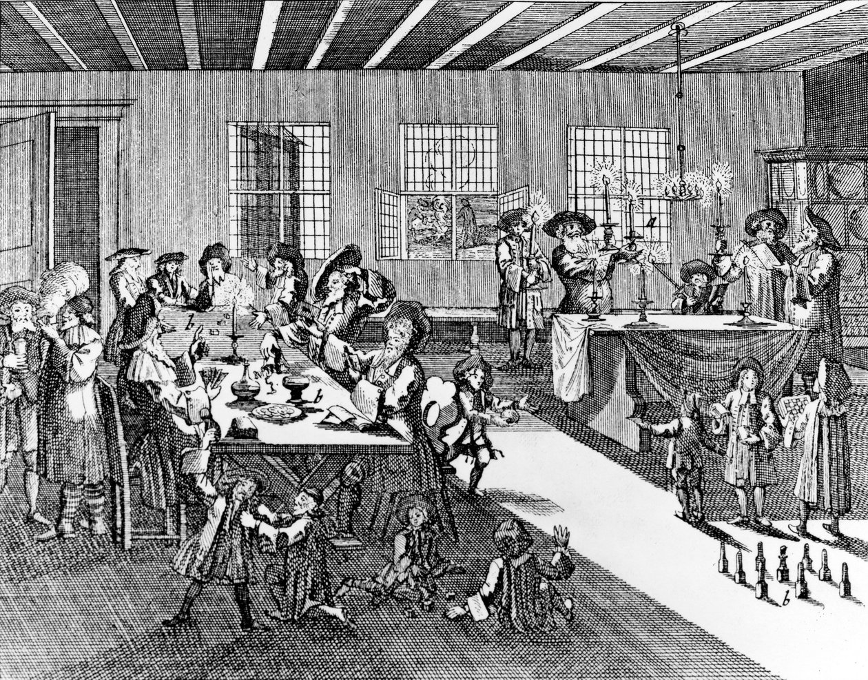 Hanukkah af Georg Puschner fra Kirchners jødiske ceremoni, 1726 af German School