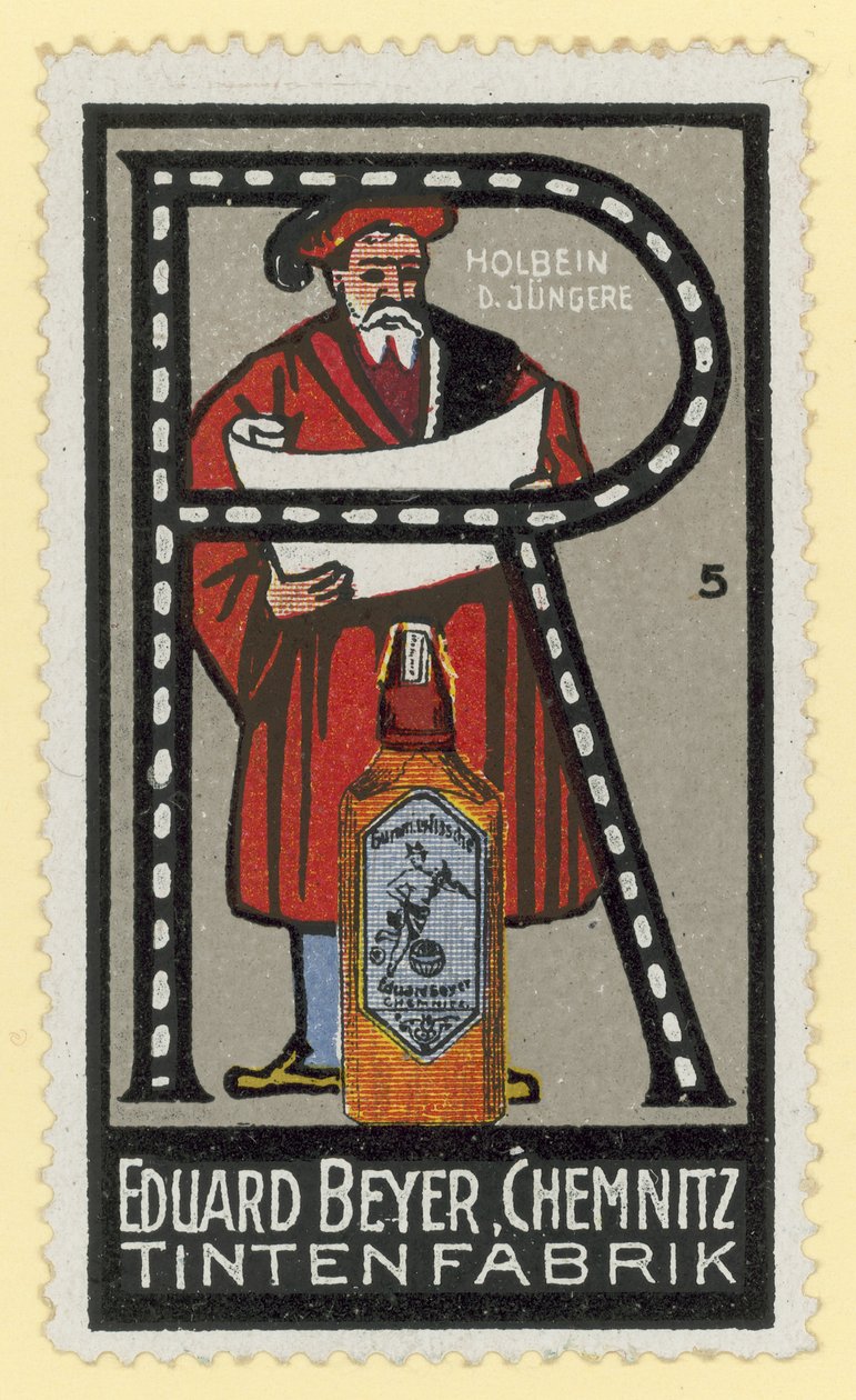 Hans Holbein den yngre, tysk kunstner (farvelitografi) af German School