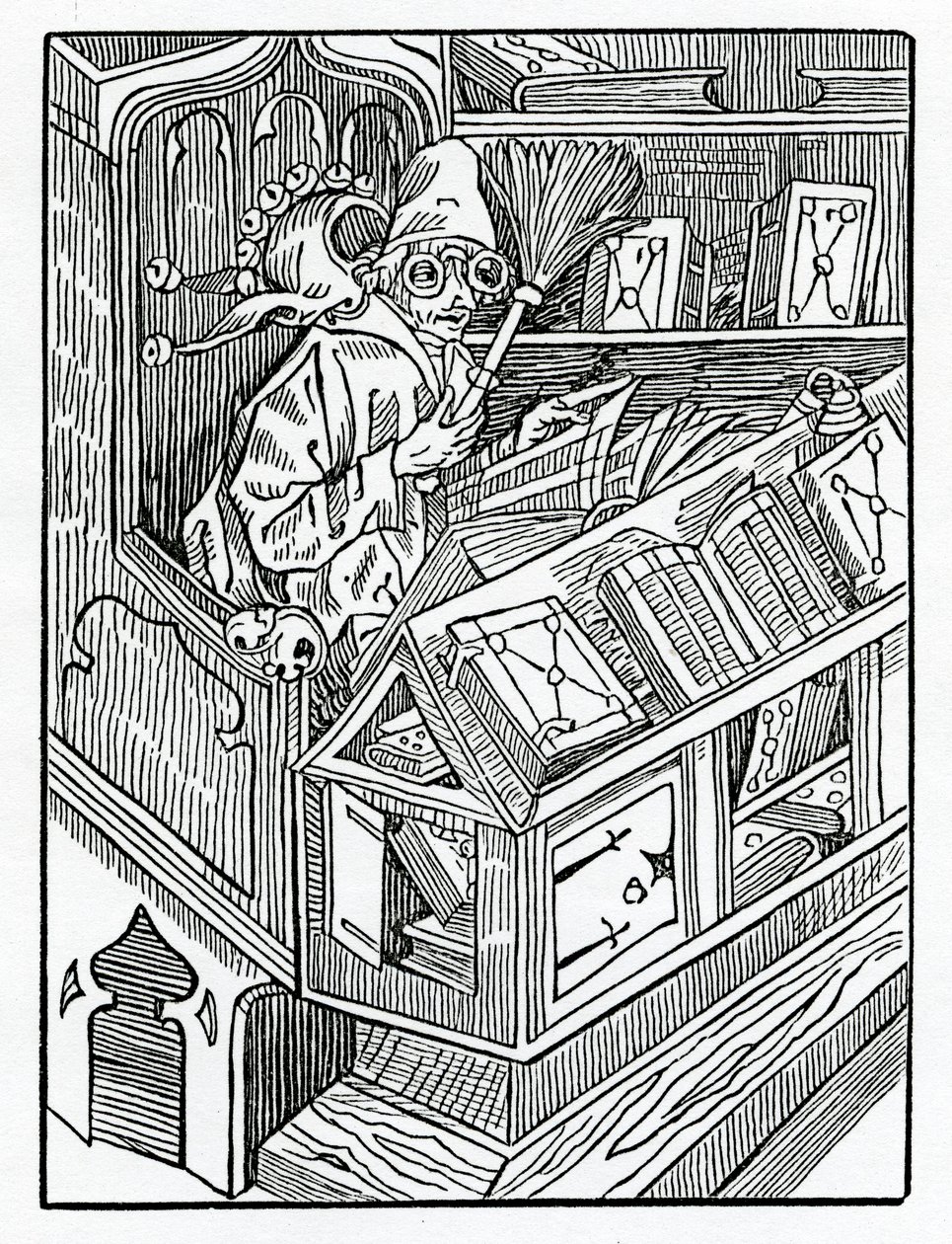 Her begynder foles og første uprofytable bokes, illustration fra Alexander Barclays engelske oversættelse af 