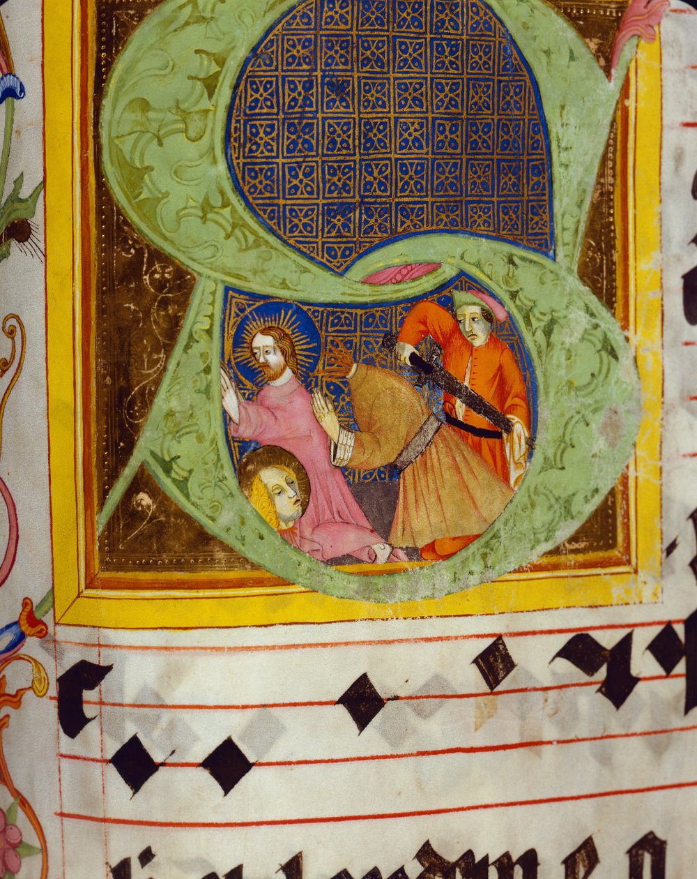 Historikeret initial S med dekollering af Johannes Døberen, fra Gradualen af Friedrich Zollner af Langenzenn, 1439-42 af German School