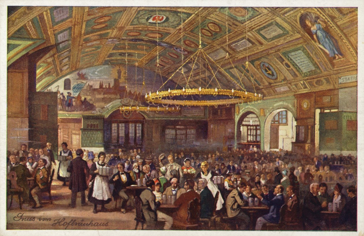 Hofbrauhaus, München (farvelitografi) af German School