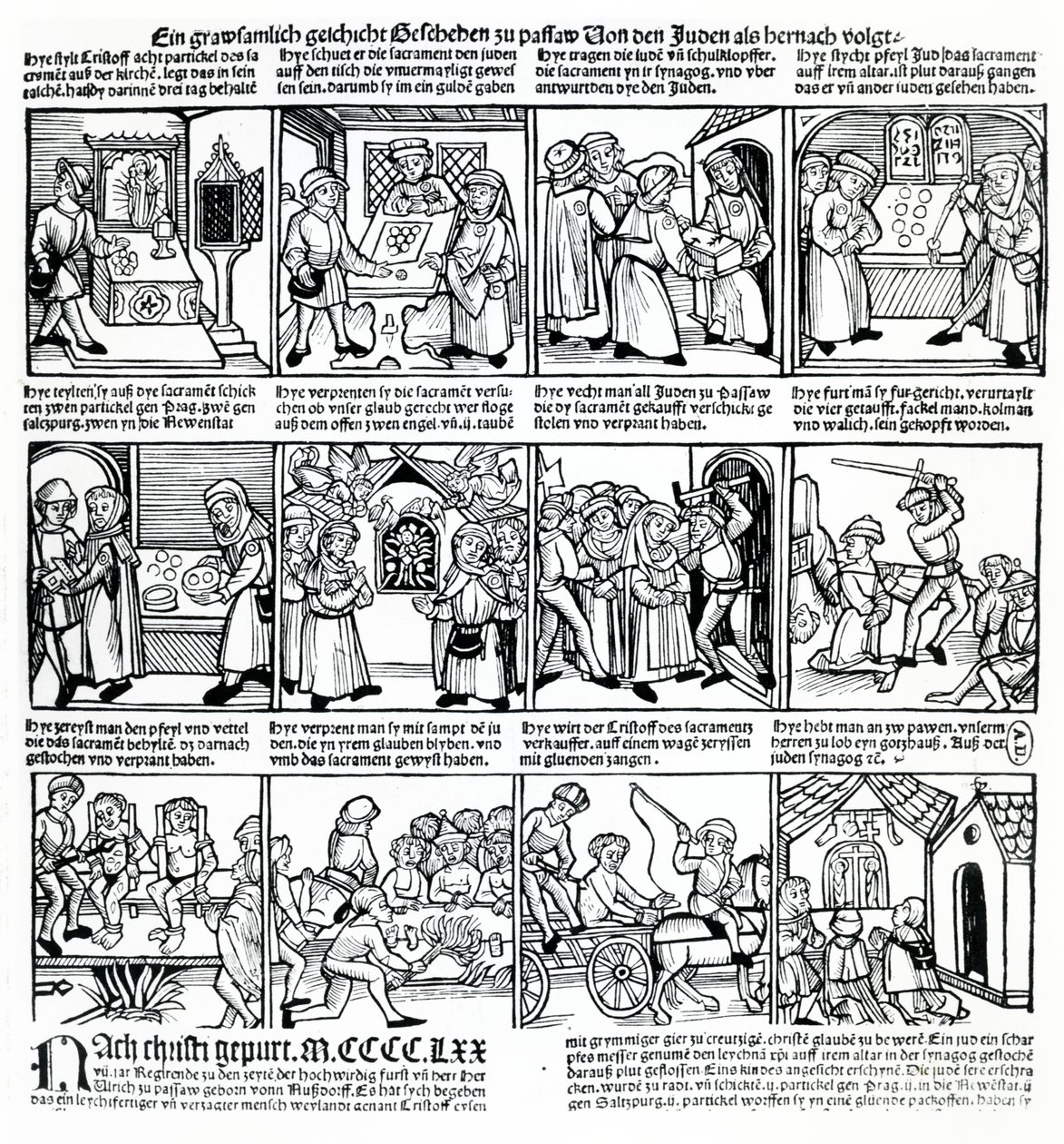 Vært for vanhelligelse af jøderne i Passau i 1477 af German School