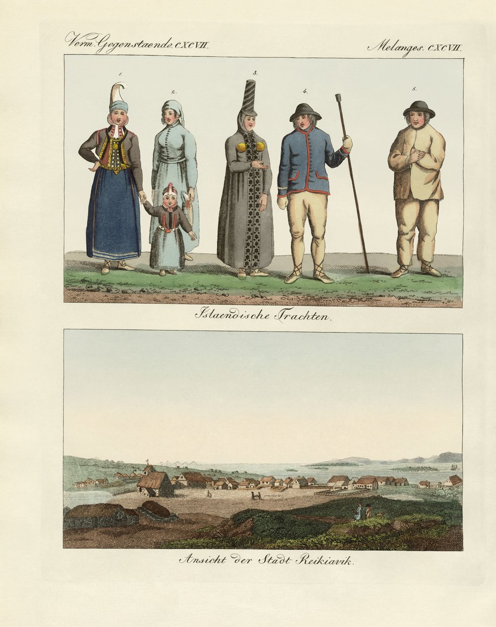 Islandske kjoler (farvet gravering) af German School