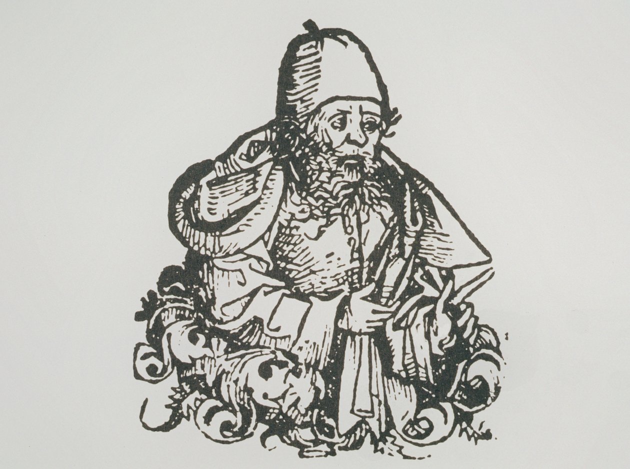 Ideelt portræt af Guido Bonatti, kopi af en illustration fra Liber Chronicarum af Hartmann Schedel, 1493, brugt i A History of Magic slutningen af det 19. århundrede af German School