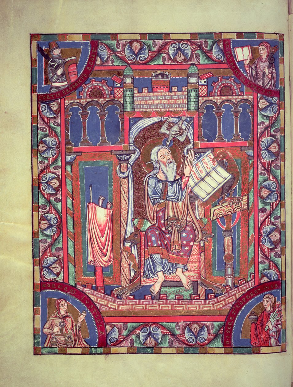 Illuminated Portrait Page of St. John, ca. 10.-11. århundrede (blæk & guld på vellum) af German School