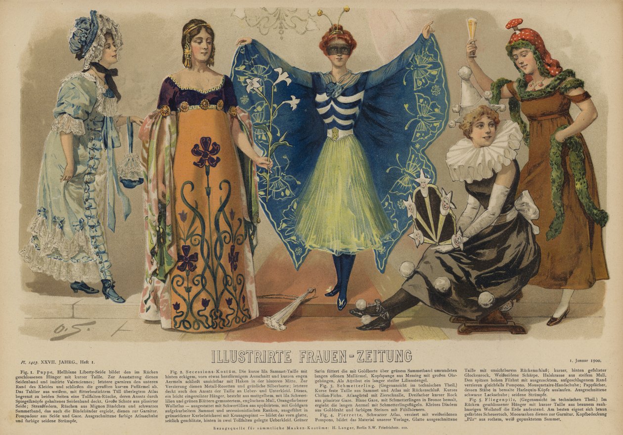 Illustration til Illustrirte Frauen-Zeitung (farvelitografi) af German School