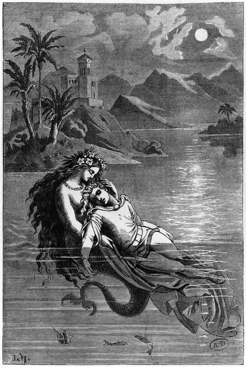 Illustration til Den lille havfrue fra eventyr af HC Andersen (1805-75) 1869 af German School