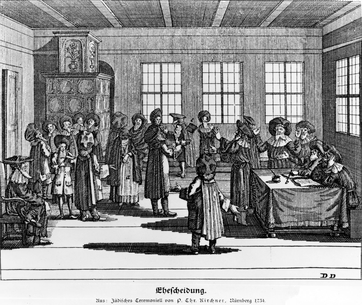 Illustration taget fra den jødiske ceremoni eller beskrivelse af disse brug af Paul Christian Kirchner, 1724 af German School