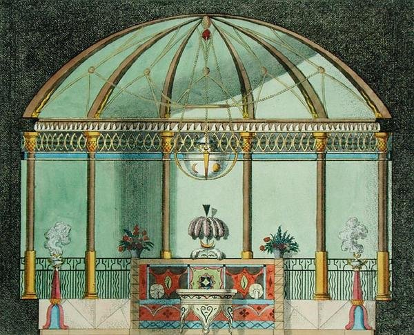 Interiør af et kinesisk havetempel, fra 