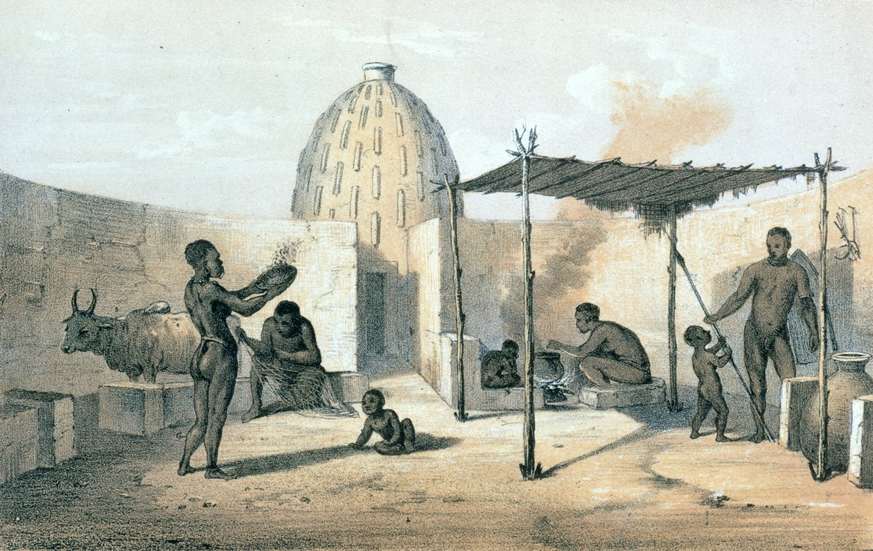 Interiør af en Musgu-bolig nær Tchad, fra 