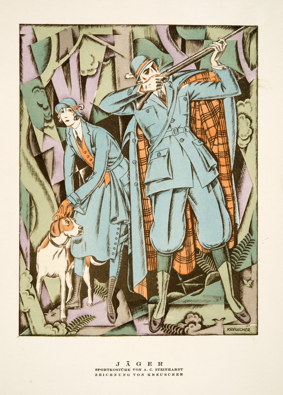 Jäger, sportstøj af A C Steinhardt, fra Styl, pub.1922 (pochoir print) af German School