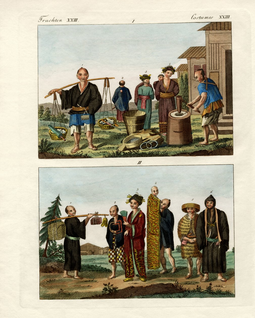 Japanske kjoler (farvet gravering) af German School